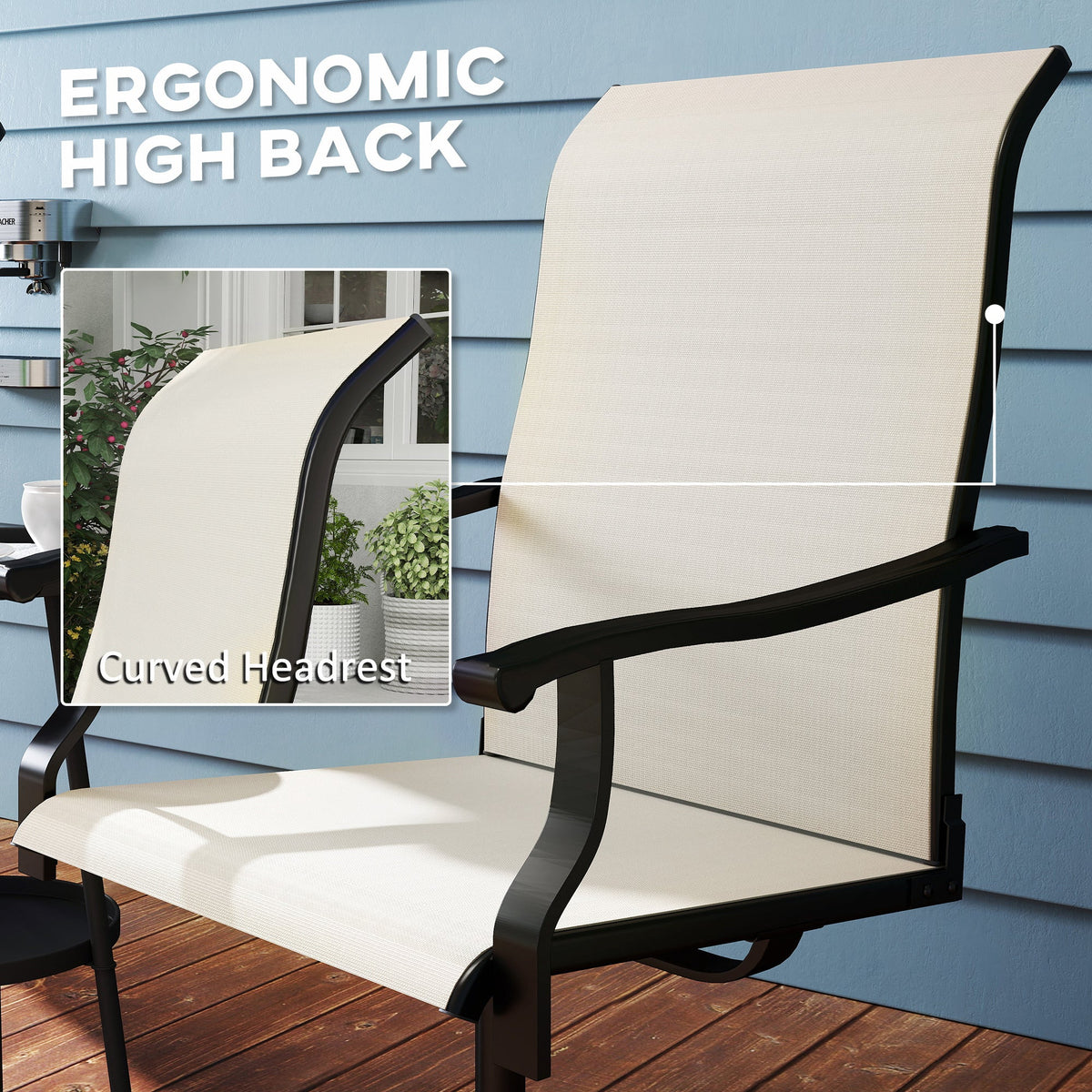 2-Piece Outdoor Patio Swivel Chairs, Beige