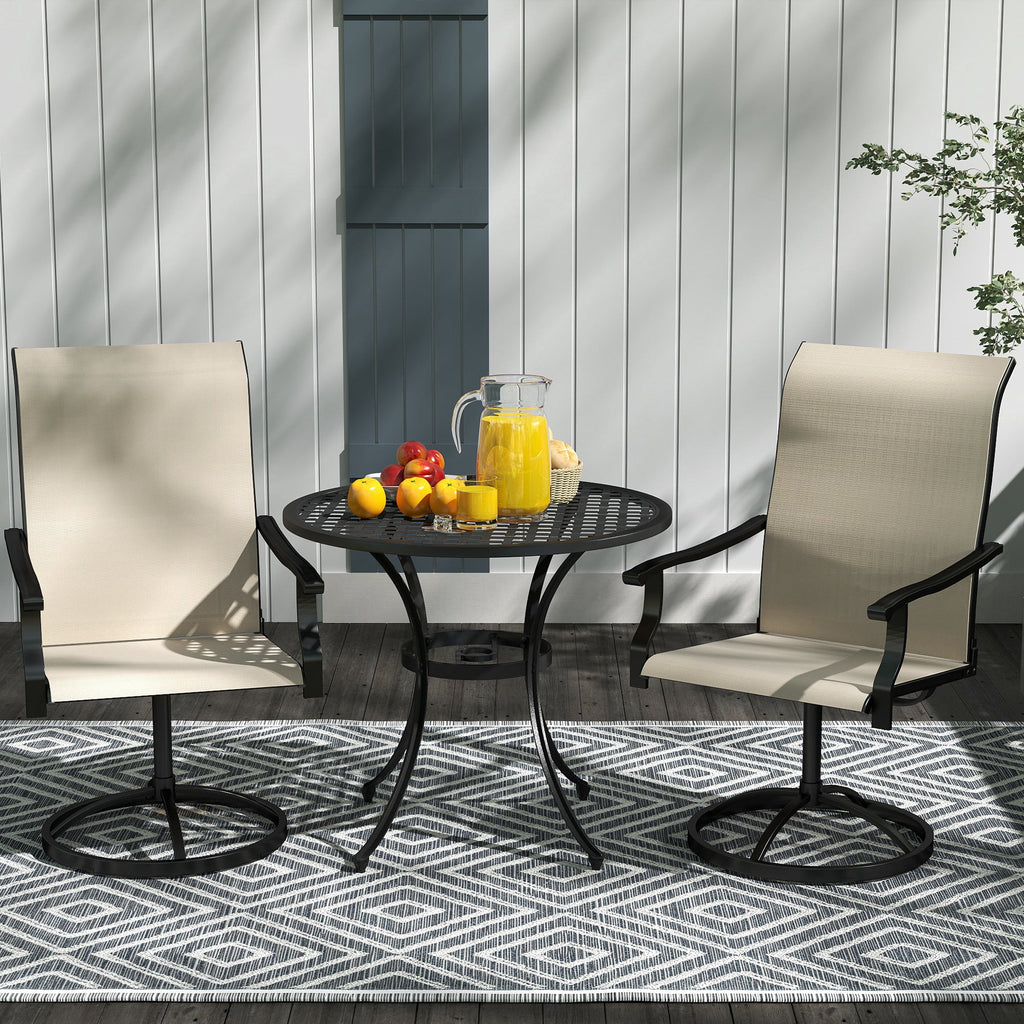 2-Piece Outdoor Patio Swivel Chairs, Beige