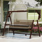3 Seater Wooden Garden Swing Seat with Cushion and Side Trays, Carbonised Brown