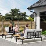 4 Piece L-Shaped Garden Furniture Set with 2 Coffee Tables, Teak