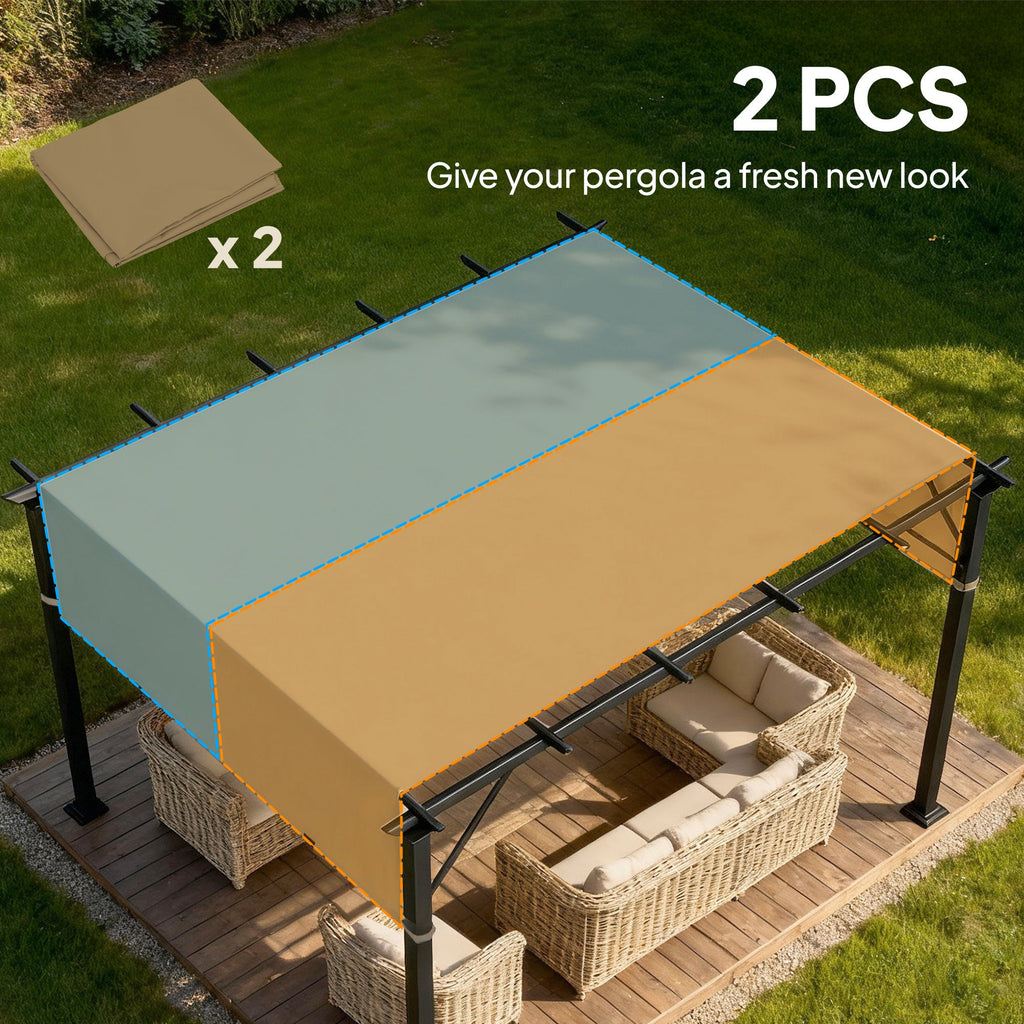 2 Pcs 16 x 4ft Pergola Canopy Replacement Cover for 10 x 10ft Pergola, Sand