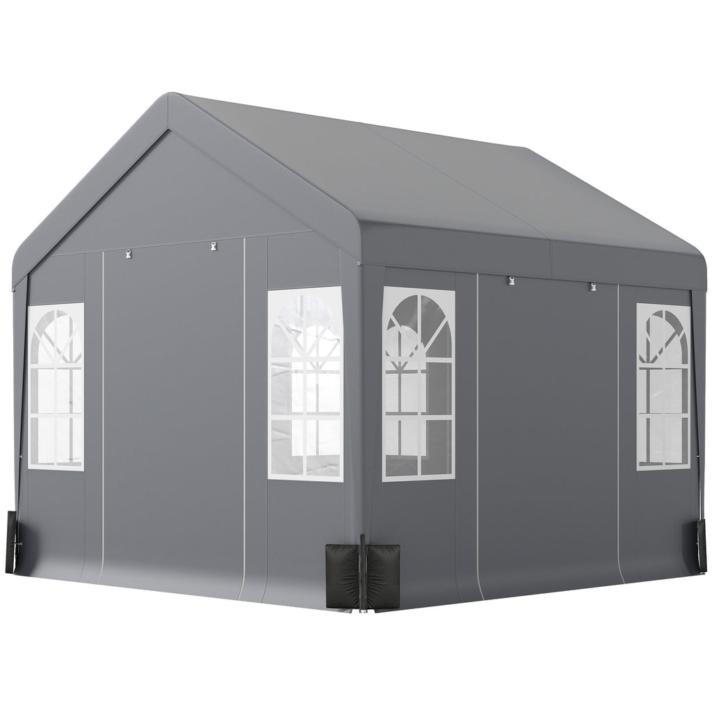 3 x 3 m Heavy Duty Garden Gazebo with Sides, Windows & 4 Weight Bags, Grey