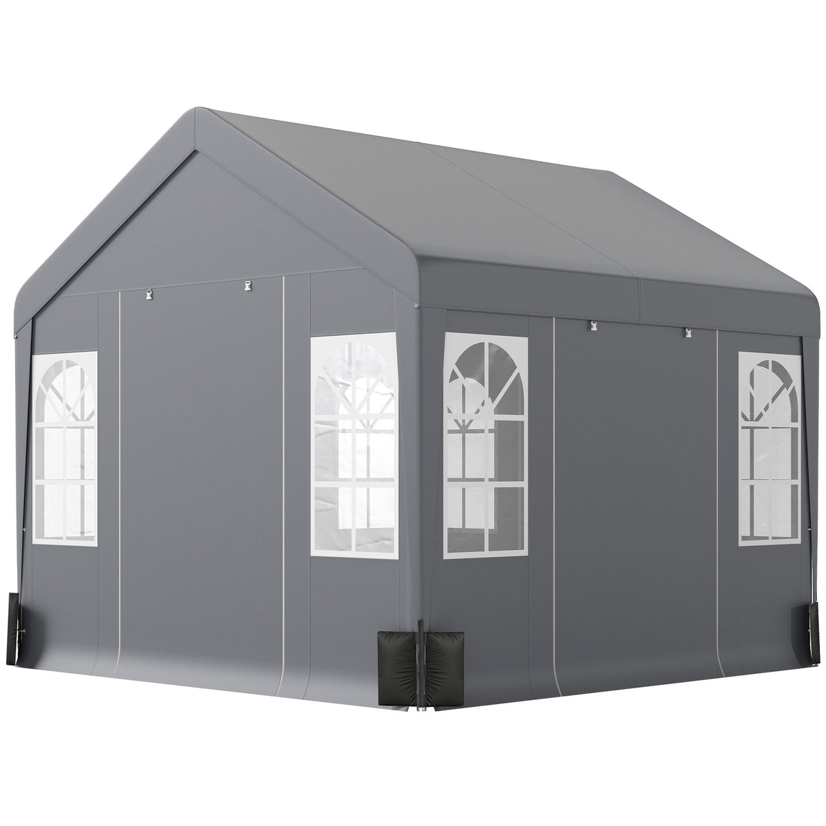 3 x 3 m Heavy Duty Garden Gazebo with Sides, Windows & 4 Weight Bags, Grey