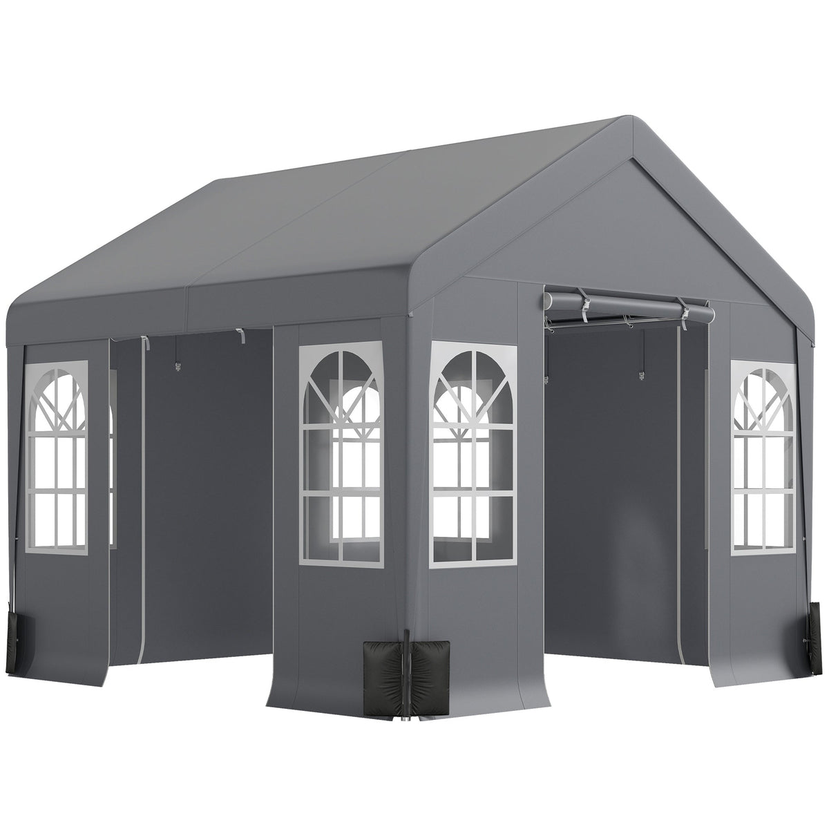 3 x 3 m Heavy Duty Garden Gazebo with Sides, Windows & 4 Weight Bags, Grey