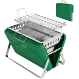 Folding Portable Charcoal BBQ Grill with Handle and Foldable Legs, Dark Green