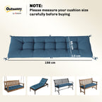 Memory Foam Sun Lounger Cushion with Ties, 190 x 60 cm, Blue