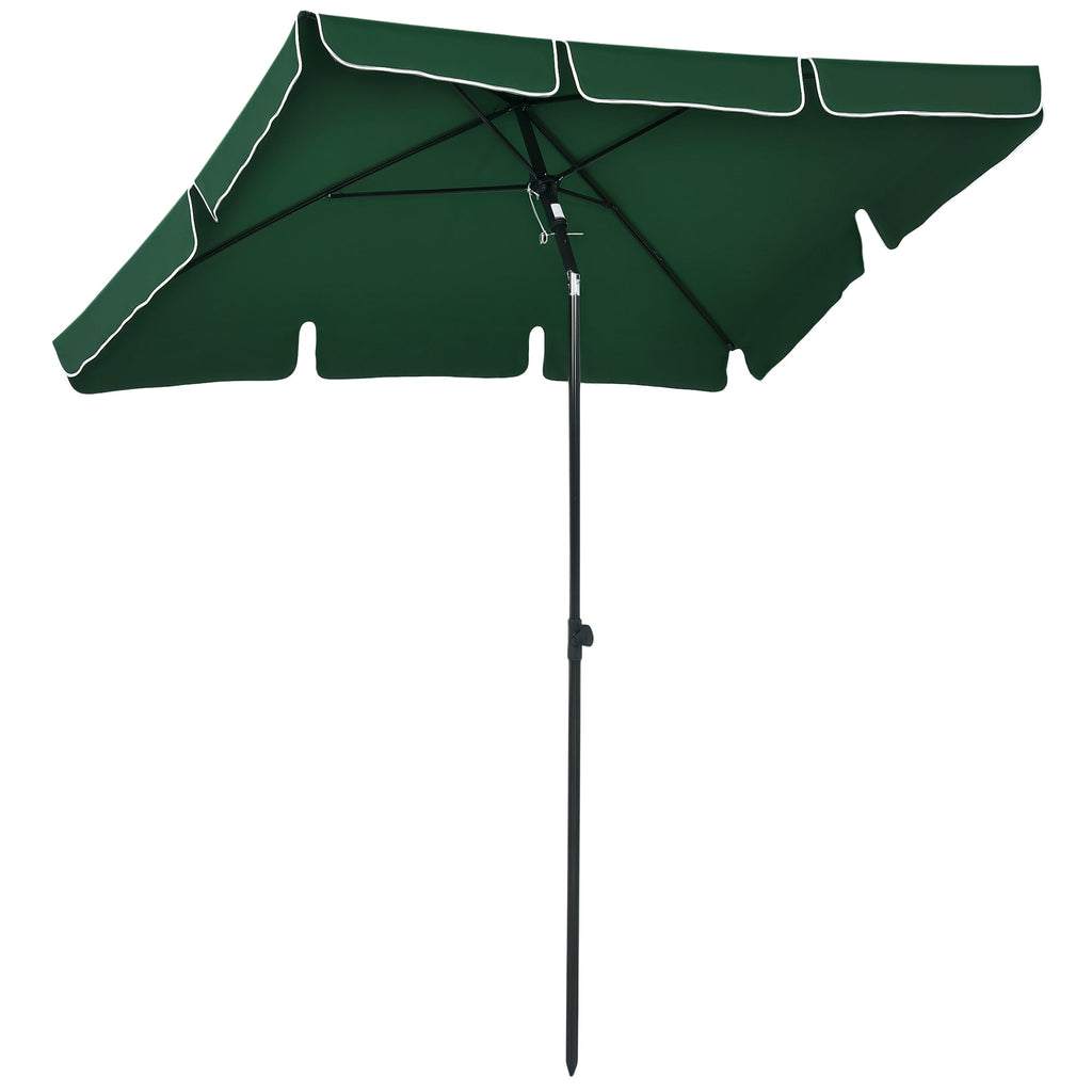 6.5 x 4ft Rectangle Patio Umbrella with Aluminum Pole and Tilt, Green