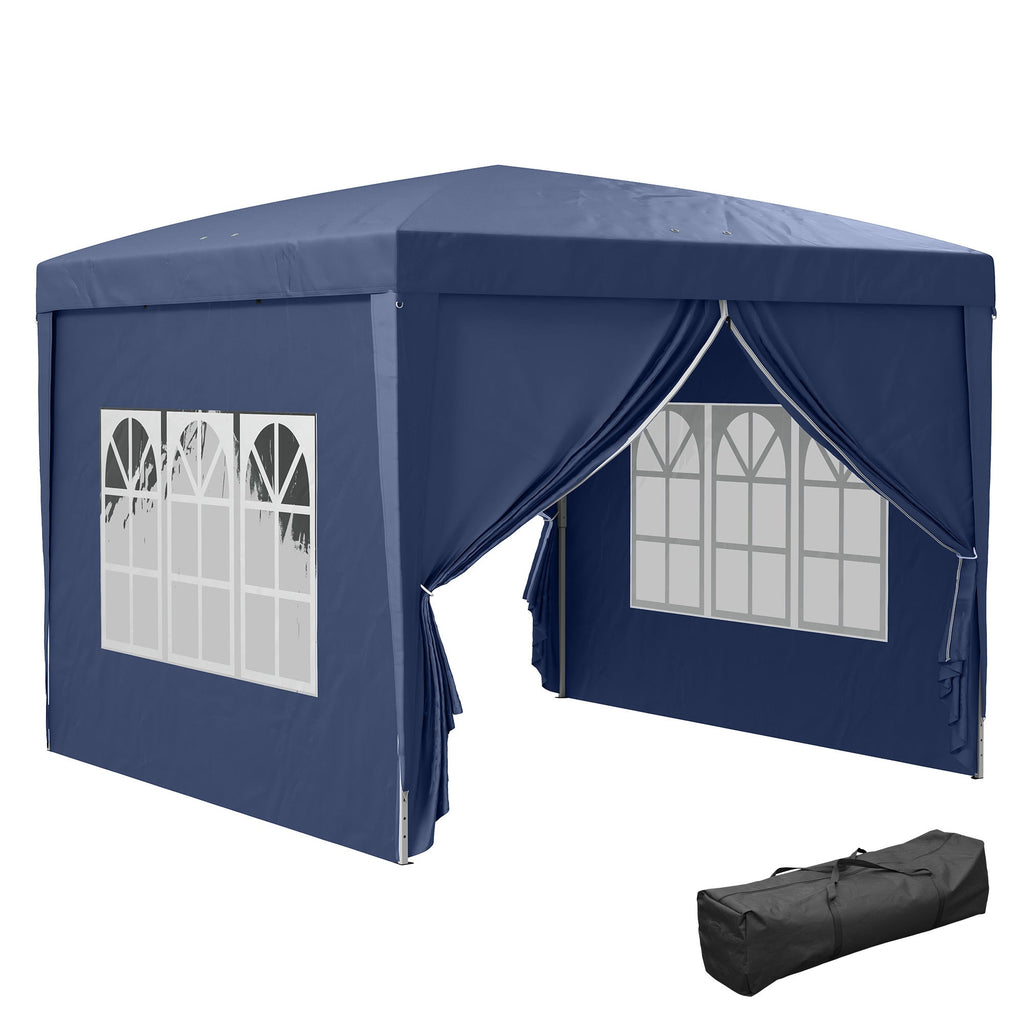 10' x 10' Outdoor Pop Up Party Tent Gazebo with Carrying Bag, Blue