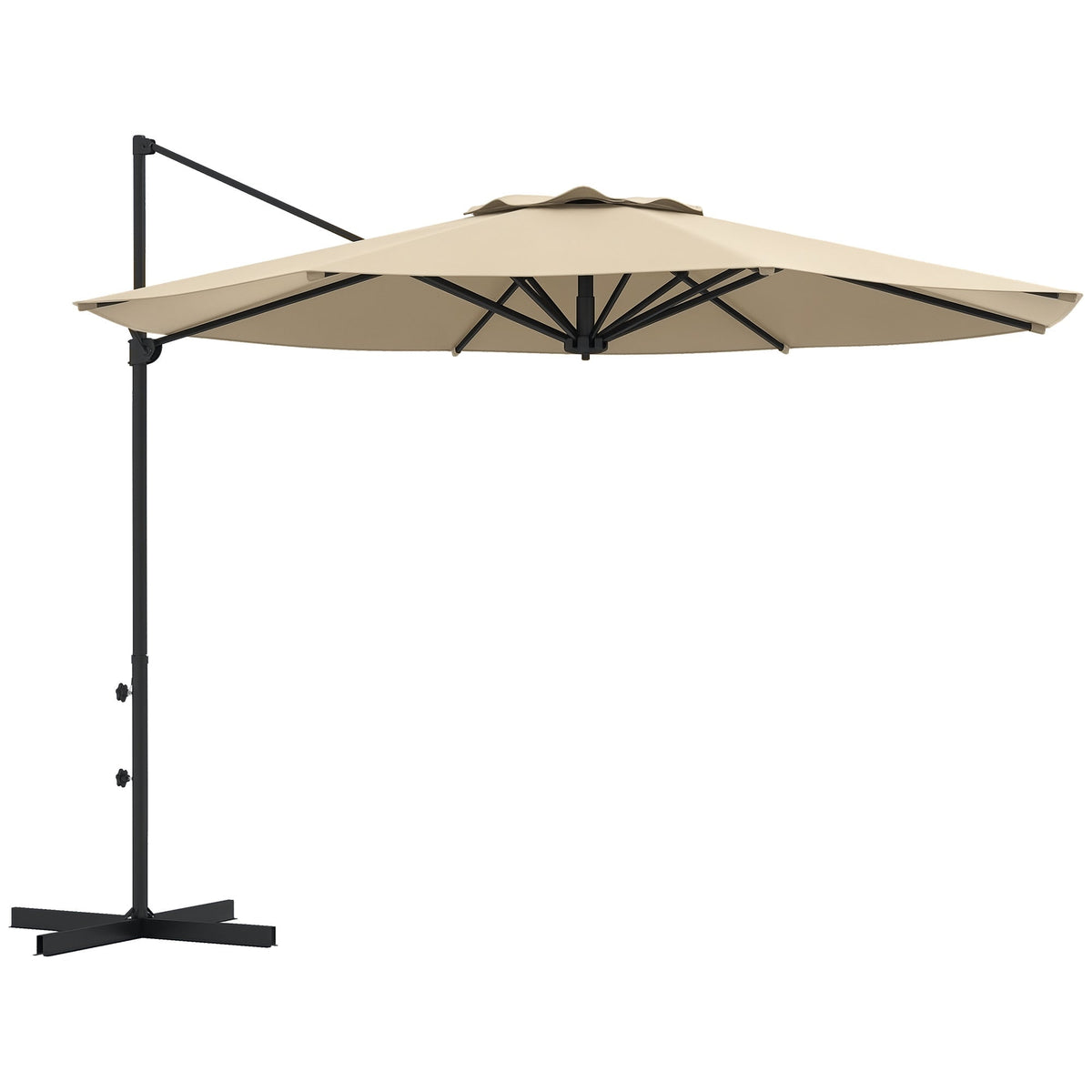 10ft Cantilever Patio Umbrella with 360° Rotation and Tilt, Khaki