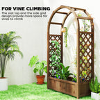 59.8" Raised Garden Bed with Arch Trellis for Climbing Plants, Dark Brown