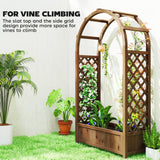 59.8" Raised Garden Bed with Arch Trellis for Climbing Plants, Dark Brown