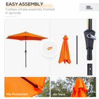 8.5ft Patio Umbrella with Crank Handle and Tilt, Orange