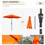8.5ft Patio Umbrella with Crank Handle and Tilt, Orange