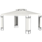 10' x 13' Outdoor Gazebo with Double Roof and Screen Panels, White