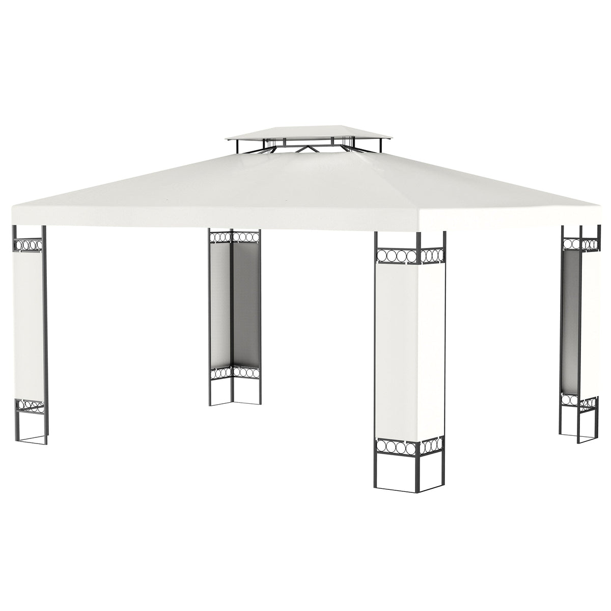 10' x 13' Outdoor Gazebo with Double Roof and Screen Panels, White