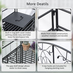 Folding Potting Bench Table with Storage Shelf, Leaf Pattern