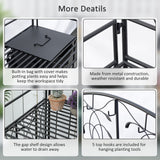 Folding Potting Bench Table with Storage Shelf, Leaf Pattern
