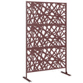 78" x 48" Metal Outdoor Privacy Screen, Labyrinth Design, Dark Brown