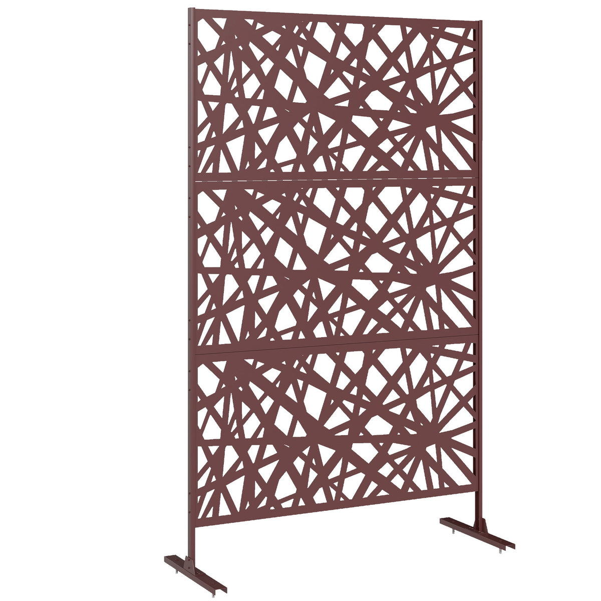 78" x 48" Metal Outdoor Privacy Screen, Labyrinth Design, Dark Brown