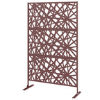 78" x 48" Metal Outdoor Privacy Screen, Labyrinth Design, Dark Brown