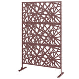 78" x 48" Metal Outdoor Privacy Screen, Labyrinth Design, Dark Brown