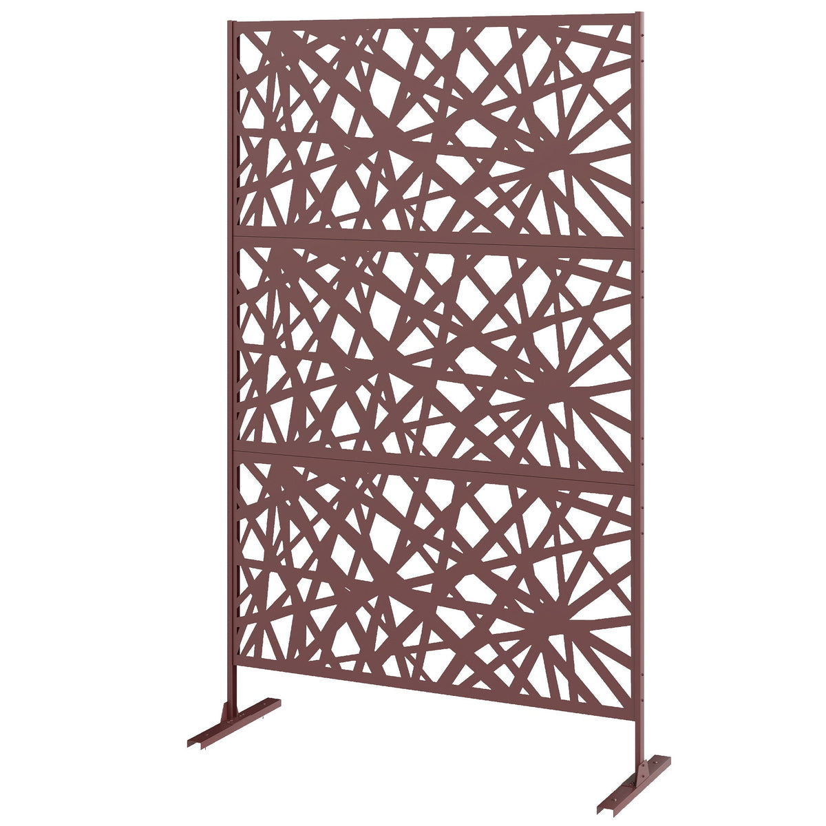 78" x 48" Metal Outdoor Privacy Screen, Labyrinth Design, Dark Brown