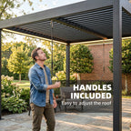 Louvered Pergola 3 x 3 m Dark Grey with Adjustable Roof, LED Lights & Remote