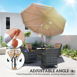 9ft Fringed Patio Umbrella with Push Button Tilt and Crank, Khaki