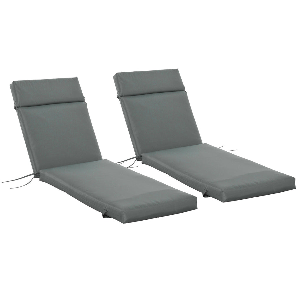 Set of 2 Outdoor Lounge Chair Cushions, 77.2" x 21.7", Dark Grey