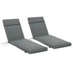 Set of 2 Outdoor Lounge Chair Cushions, 77.2" x 21.7", Dark Grey