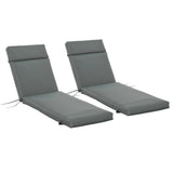 Set of 2 Outdoor Lounge Chair Cushions, 77.2" x 21.7", Dark Grey