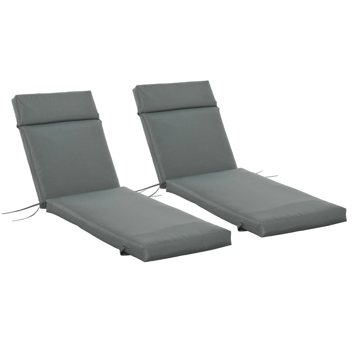 Set of 2 Outdoor Lounge Chair Cushions, 77.2" x 21.7", Dark Grey