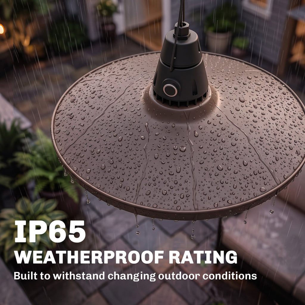 1500W IP65 Electric Patio Heater with Infrared Carbon Tube, LED & Remote, Brown