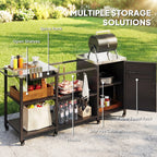 BBQ Grill Table with Stainless Steel Top and Storage Cabinet