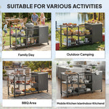 BBQ Grill Table with Stainless Steel Top and Storage Cabinet