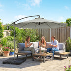 3 m Cantilever Parasol with Weights, Cover & Cross Base, Light Grey