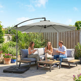 3 m Cantilever Parasol with Weights, Cover & Cross Base, Light Grey