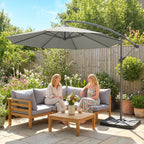 3 m Cantilever Parasol with Weights, Cover & Cross Base, Light Grey