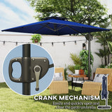 8' x 9' Square Cantilever Patio Umbrella with Fillable Base, Dark Blue
