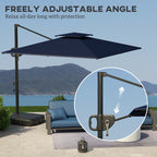 8' x 9' Square Cantilever Patio Umbrella with Fillable Base, Dark Blue