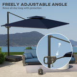 8' x 9' Square Cantilever Patio Umbrella with Fillable Base, Dark Blue