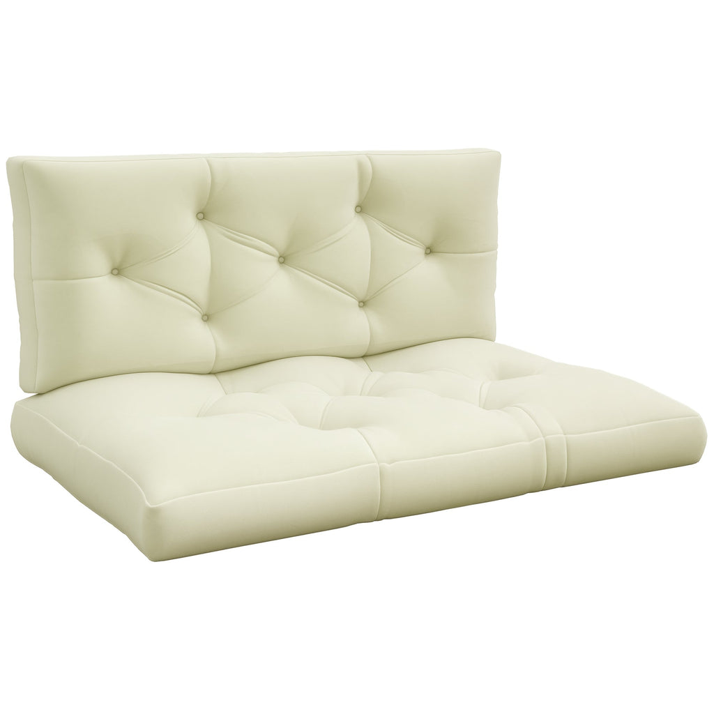 2-Seater 5" Thick Outdoor Seat Cushions with Back for Loveseat, Cream White