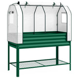 Galvanized Raised Garden Bed with Greenhouse Cover, Green