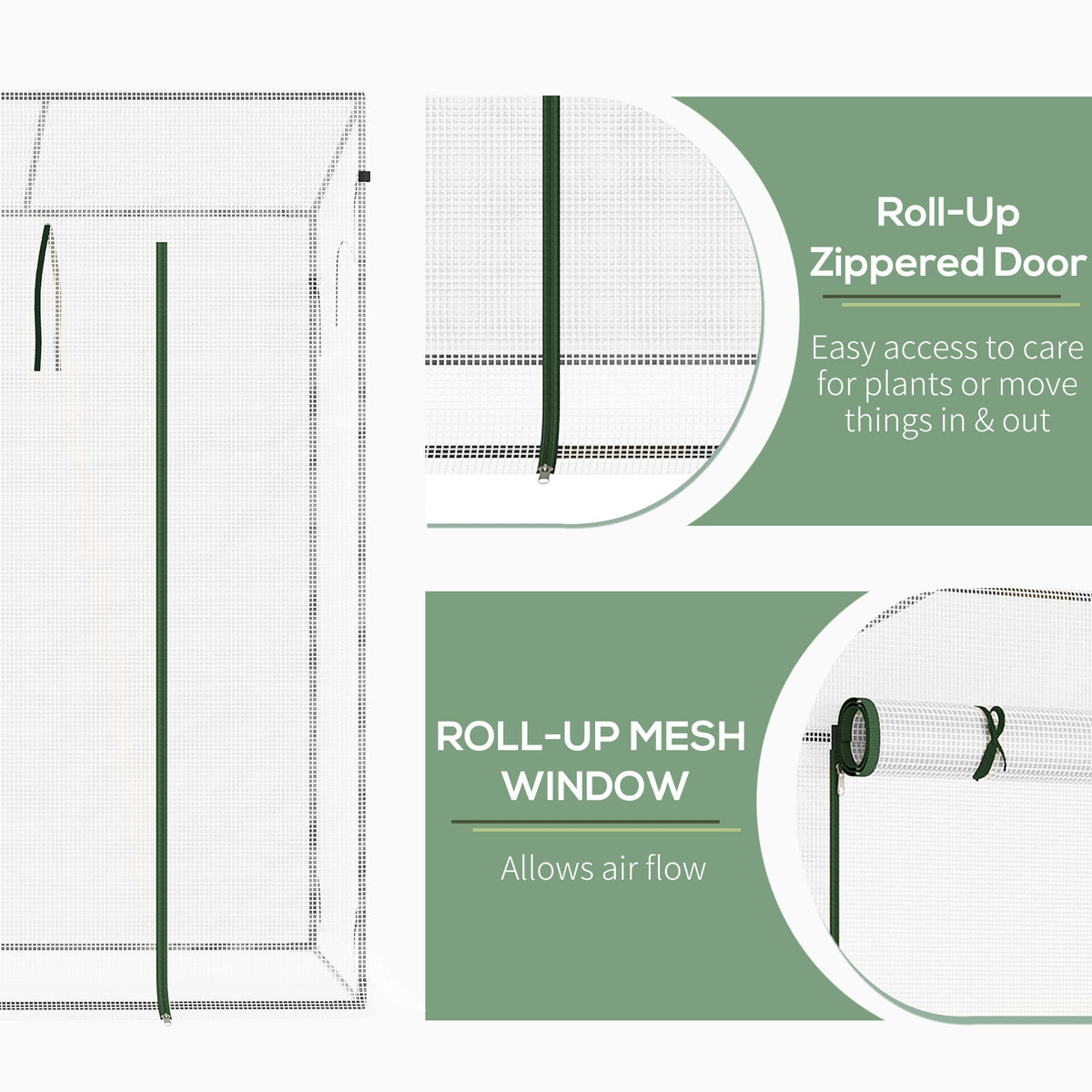 6.6' x 2.5' x 5.5' Walk-in Greenhouse with Door and Window, White