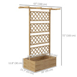 Wood Raised Garden Bed with Trellis, Roof and Privacy Screen, Natural