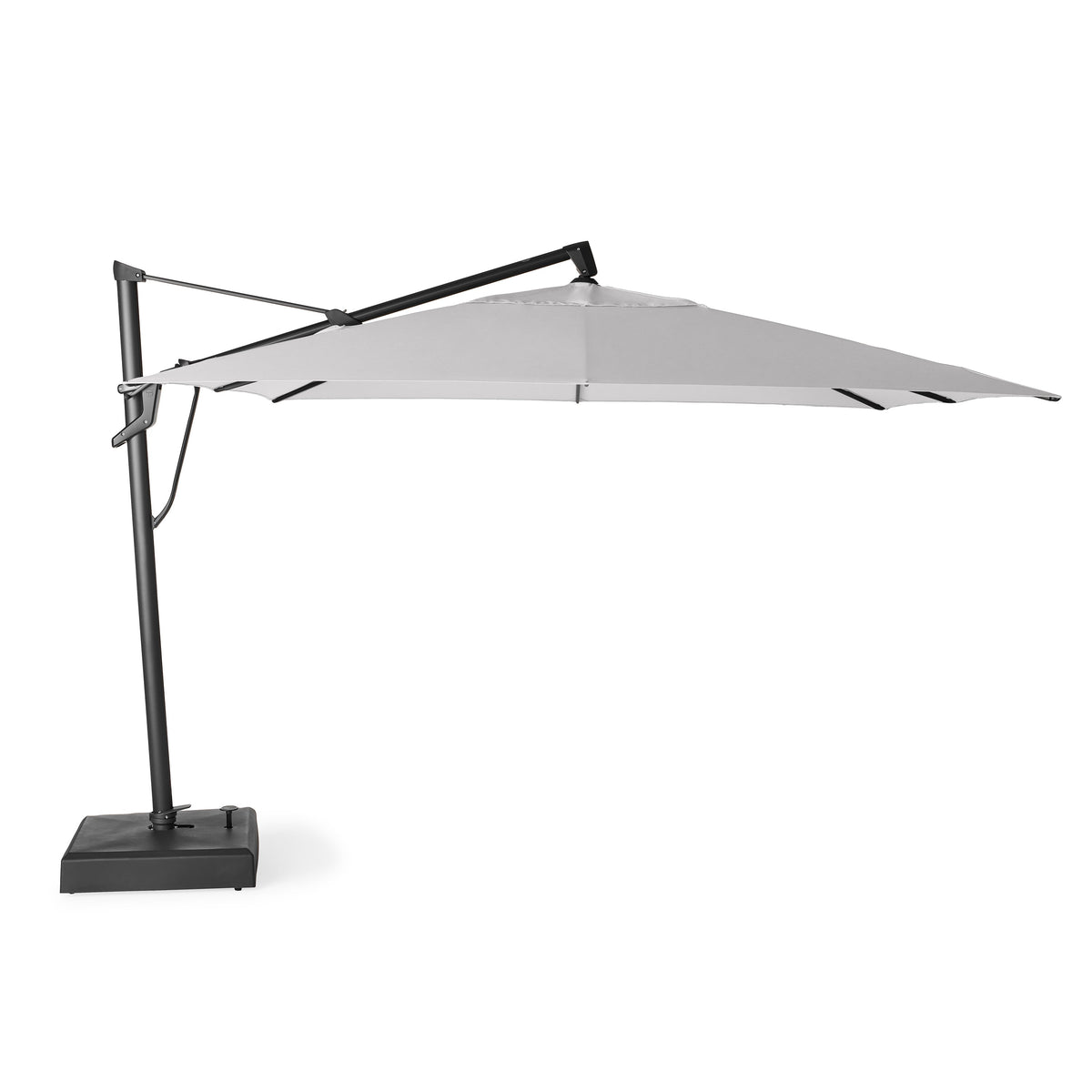 AKZ PLUS 11.5' Square Cantilever Umbrella - Black Frame & Cast Silver Canopy
