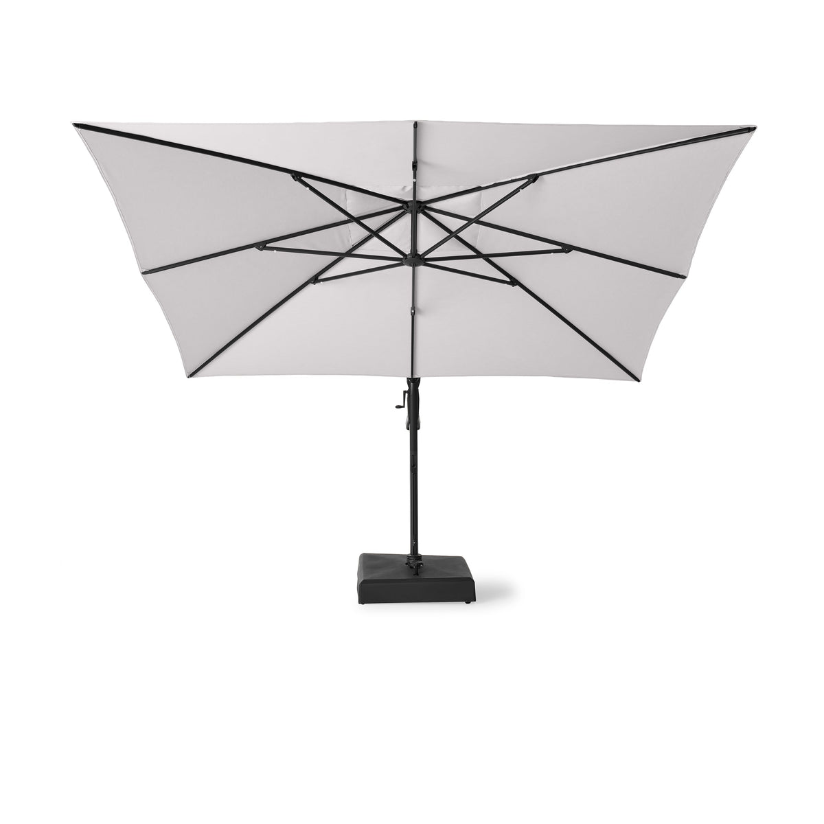 AKZ PLUS 11.5' Square Cantilever Umbrella - Black Frame & Cast Silver Canopy