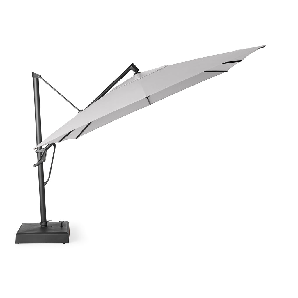 AKZ PLUS 11.5' Square Cantilever Umbrella - Black Frame & Cast Silver Canopy