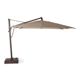 AKZ PLUS 11.5' Square Cantilever Umbrella - Bronze Frame & Canvas Flax Canopy