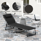 5-Level Adjustable Folding Chaise Lounge Chair with Side Table